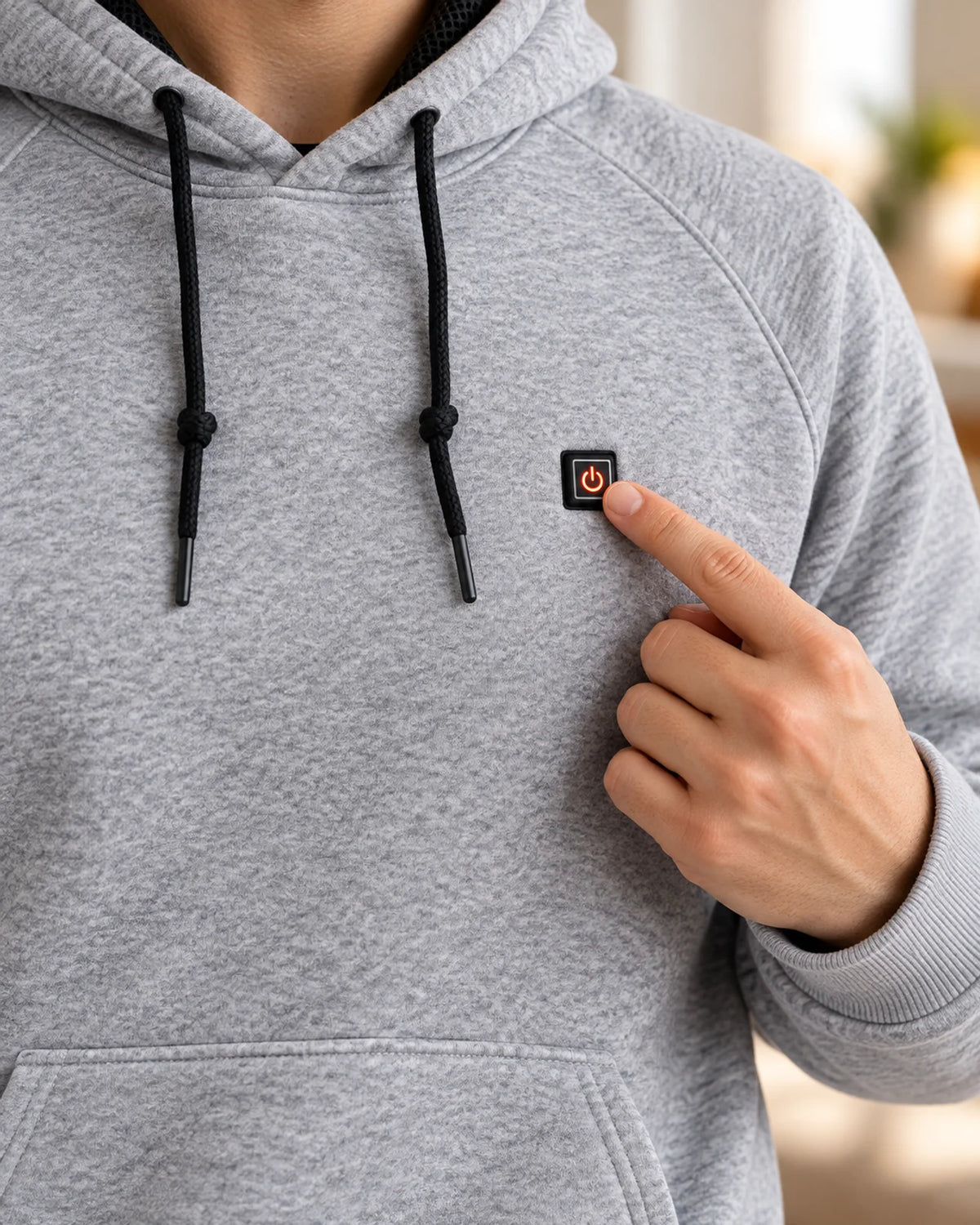 Bluza podgrzewana MOVEPACK — Szary — przycisk grzania na piersi