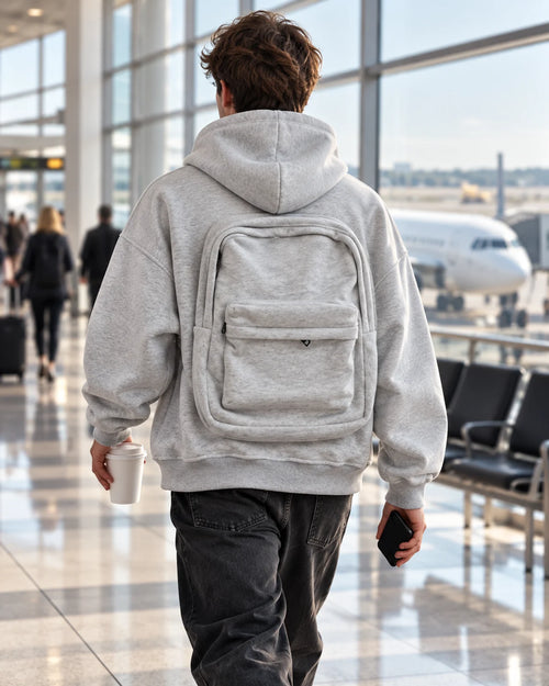 Bluza z plecakiem MOVEPACK — Szary — wolne ręce na lotnisku