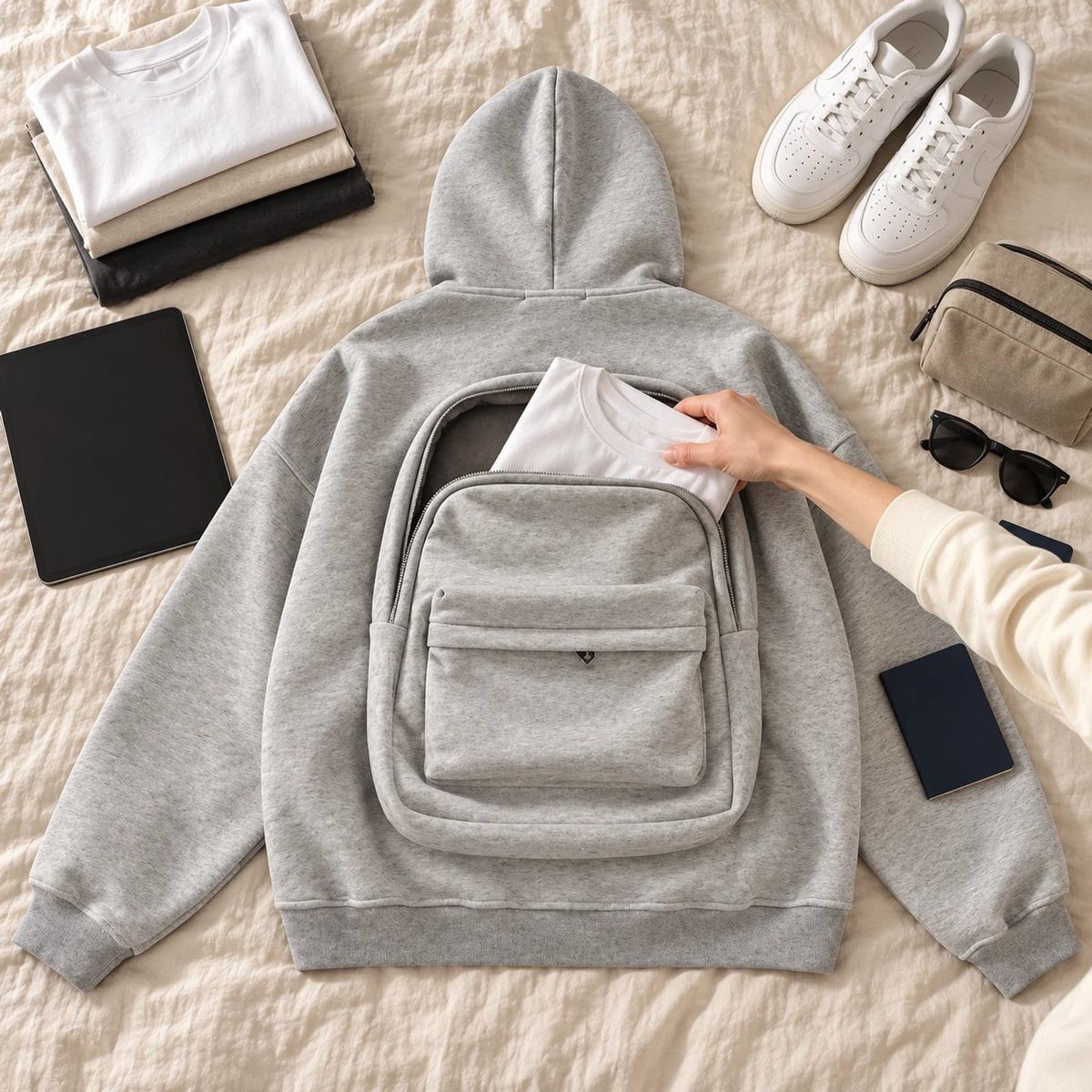 Bluza z plecakiem MOVEPACK — Szary — pakowanie na wyjazd